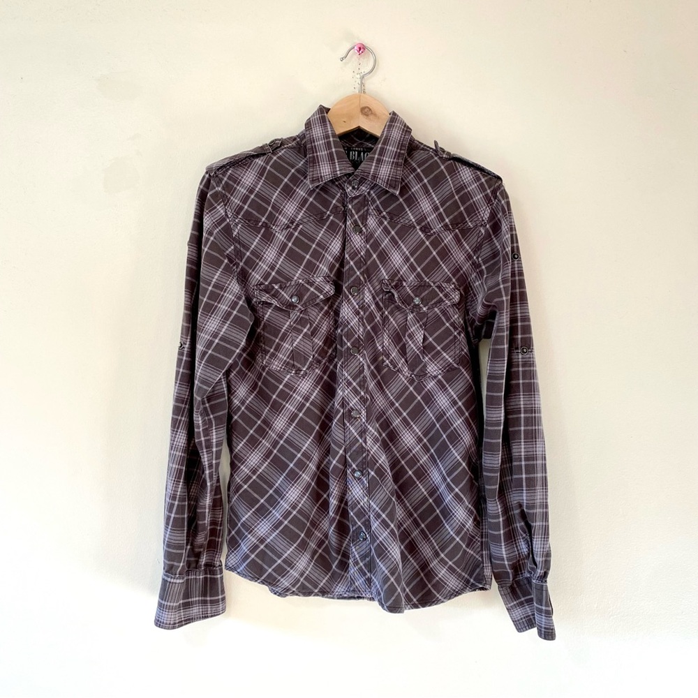 MG Black Label Plaid Button Snap Down Shirt Long Sleeve Small